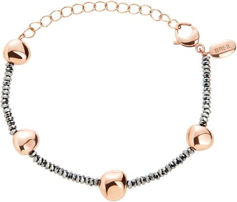 Breil B Rocks TJ3290 Women's Bracelet Haematite and IP Rose Steel - Rose Silver - Length: 15cm, Länge: 15 cm, Stainless Steel, No Gemstone in Saudi Arabia