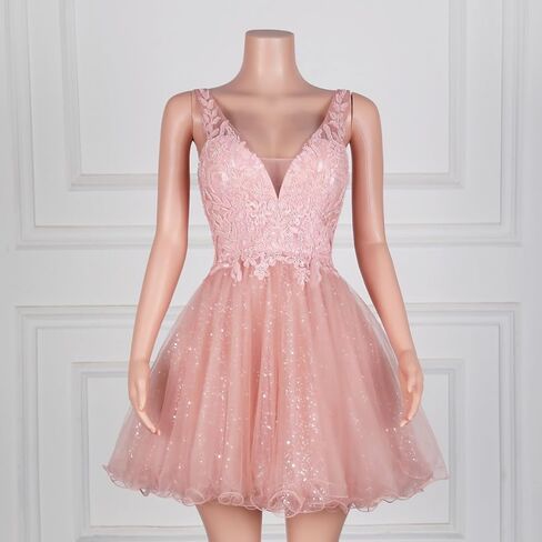 Teens Short V Neck Butterfly Applique Prom Dresses Tulle Homecoming Party Dress in Kuwait