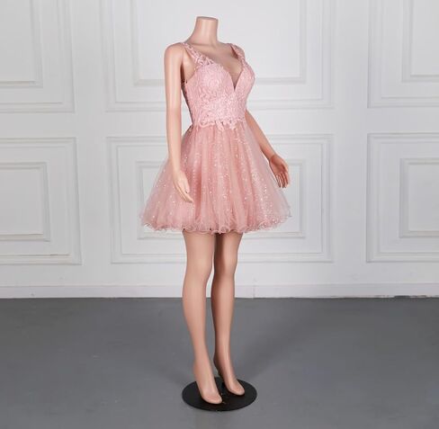 Teens Short V Neck Butterfly Applique Prom Dresses Tulle Homecoming Party Dress in Kuwait