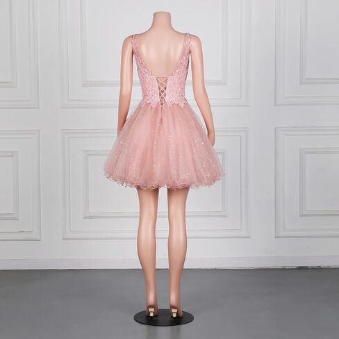 Teens Short V Neck Butterfly Applique Prom Dresses Tulle Homecoming Party Dress in Kuwait