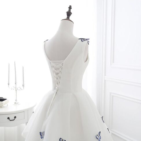 Teens Short V Neck Butterfly Applique Prom Dresses Tulle Homecoming Party Dress in Kuwait