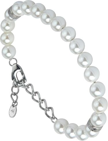Forge & Foundry Men's 8mm Shell Pearl (Man-Made) Bracelet [Small, Medium, Large and Adjustable Sizing Options] | Marlow | Refined Hand-Crafted Jewelry, Designed by Jewelers, Forged for Men [Marlow] in Saudi Arabia
