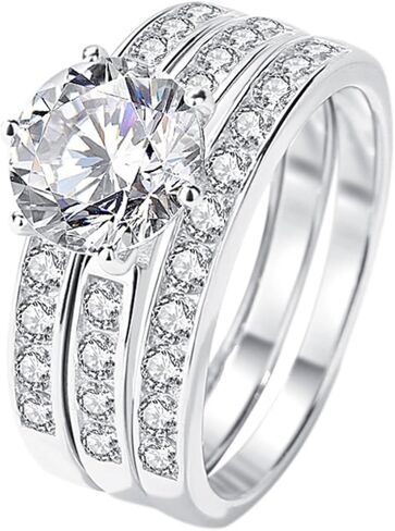 2Ct Moissanite Diamond Ring, S925 Sterling Silver Band, Round Cut, D Color, VVS1 Clarity, LED Gift Ring Box Included in Saudi Arabia