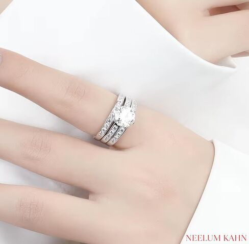 2Ct Moissanite Diamond Ring, S925 Sterling Silver Band, Round Cut, D Color, VVS1 Clarity, LED Gift Ring Box Included in Saudi Arabia