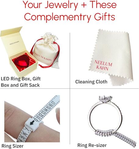 2Ct Moissanite Diamond Ring, S925 Sterling Silver Band, Round Cut, D Color, VVS1 Clarity, LED Gift Ring Box Included in Saudi Arabia