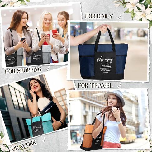 Paterr 10 Pcs Christian Tote Bags Bulk with Pocket Zipper for Women Bible Study Religious Church Gifts for VBS(Classic Color,Religious) in Saudi Arabia