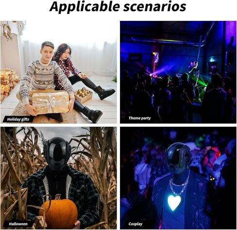 قناع مستقبلي بخوذة LED - قناع نصف رأس للخيال العلمي مع أضواء جانبية للرجال، قناع دي جي رائع للحفلات التنكرية، الهالوين in Kuwait