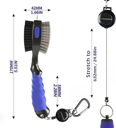 THIODOON Golf Club Cleaner Brush with 4 Oz Water Spray, Nylon and Steel Bristles, Retractable Golf Brush and Groove Cleaner with Clip for Golf Bag, Golf Accessories for Men and Best Golf Gifts in Kuwait