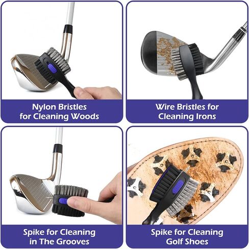 THIODOON Golf Club Cleaner Brush with 4 Oz Water Spray, Nylon and Steel Bristles, Retractable Golf Brush and Groove Cleaner with Clip for Golf Bag, Golf Accessories for Men and Best Golf Gifts in Kuwait