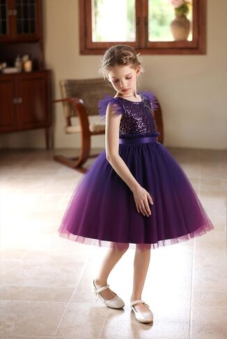 Girls Sequin Formal Dress Kids Fancy Sparkly Pageant Party Birthday Prom Princess Ball Gown Dresses for Girls in Saudi Arabia