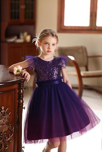 Girls Sequin Formal Dress Kids Fancy Sparkly Pageant Party Birthday Prom Princess Ball Gown Dresses for Girls in Saudi Arabia