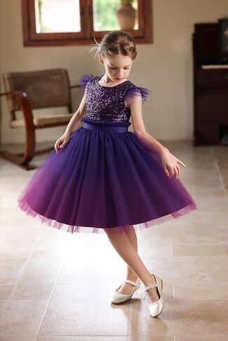 Girls Sequin Formal Dress Kids Fancy Sparkly Pageant Party Birthday Prom Princess Ball Gown Dresses for Girls in Saudi Arabia
