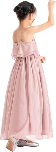 ekidsbridal فساتين فتاة صغيرة من الشيفون على شكل حرف a مكشكشة للمناسبات الرسمية وحفلات الشاي 192 in Saudi Arabia