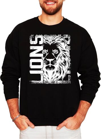 Olive Loves Apple Distressed Lions Sweatshirt Trendy Sports Season Sweater for Adults, Youth and Teens in Saudi Arabia