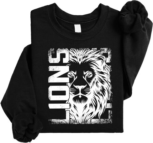 Olive Loves Apple Distressed Lions Sweatshirt Trendy Sports Season Sweater for Adults, Youth and Teens in Saudi Arabia