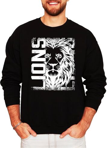 Olive Loves Apple Distressed Lions Sweatshirt Trendy Sports Season Sweater for Adults, Youth and Teens in Saudi Arabia