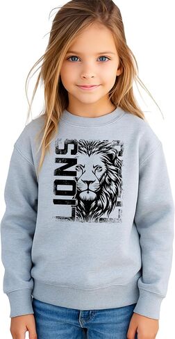 Olive Loves Apple Distressed Lions Sweatshirt Trendy Sports Season Sweater for Adults, Youth and Teens in Saudi Arabia