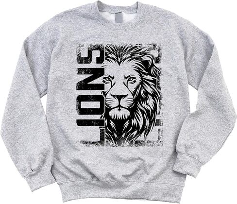 Olive Loves Apple Distressed Lions Sweatshirt Trendy Sports Season Sweater for Adults, Youth and Teens in Saudi Arabia