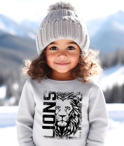 Olive Loves Apple Distressed Lions Sweatshirt Trendy Sports Season Sweater for Adults, Youth and Teens in Saudi Arabia