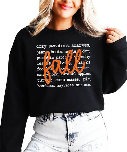 Olive Loves Apple Fall Words Sweatshirt for Women and Teens Cute Cozy Autumn Definition Pullover in Saudi Arabia