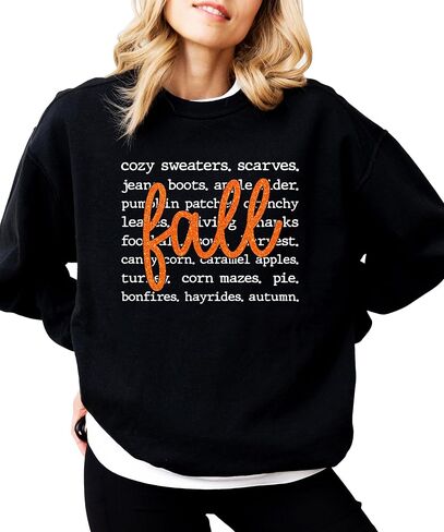Olive Loves Apple Fall Words Sweatshirt for Women and Teens Cute Cozy Autumn Definition Pullover in Saudi Arabia