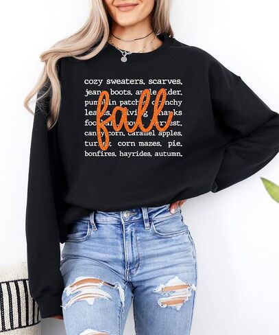 Olive Loves Apple Fall Words Sweatshirt for Women and Teens Cute Cozy Autumn Definition Pullover in Saudi Arabia