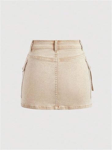 تنورة WDIRARA النسائية الكاجوال عالية الخصر من قماش الدنيم Y2k، تنانير كارجو صغيرة مع جيوب in Kuwait