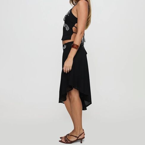 Aopwsrlyi Women Boho Set Sleeveless V Neck Open Back Cami Top and Asymmetrical Midi Skirt Sets Summer 2 piece outfits in Saudi Arabia