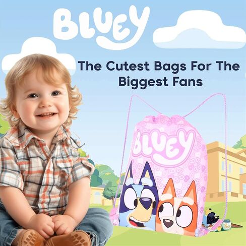 Bluey Girls Drawstring Bag – Pink Gym Sack Backpack Bingo – Kids School, Dance, Swimming, PE, or Sleepover Bag. in Saudi Arabia