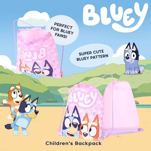 Bluey Girls Drawstring Bag – Pink Gym Sack Backpack Bingo – Kids School, Dance, Swimming, PE, or Sleepover Bag. in Saudi Arabia