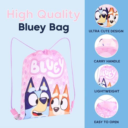Bluey Girls Drawstring Bag – Pink Gym Sack Backpack Bingo – Kids School, Dance, Swimming, PE, or Sleepover Bag. in Saudi Arabia