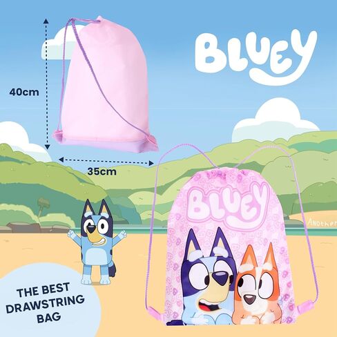 Bluey Girls Drawstring Bag – Pink Gym Sack Backpack Bingo – Kids School, Dance, Swimming, PE, or Sleepover Bag. in Saudi Arabia
