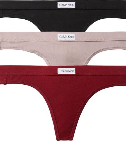 Calvin Klein Women's Comfort Logo Cotton Stretch Thong Panties, 3 Pack in Saudi Arabia