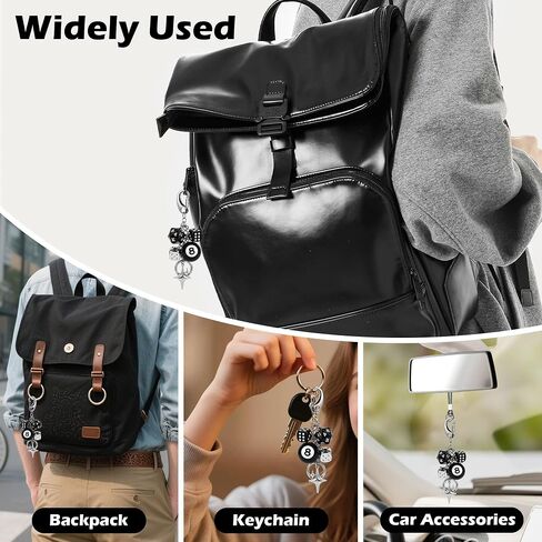 IKANOO 8 Ball Dice Charm Keychain for Women Men Y2K Aesthetic Keychain Creative Bag Purses Handbags Accessories in Saudi Arabia