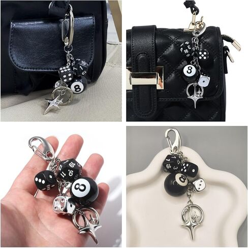 IKANOO 8 Ball Dice Charm Keychain for Women Men Y2K Aesthetic Keychain Creative Bag Purses Handbags Accessories in Saudi Arabia