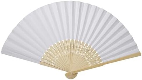 8.2in Handheld Paper Fan, Folding Small Blank Drawing Fan for Summer Events DIY Decorative Wedding Party(White) in Saudi Arabia
