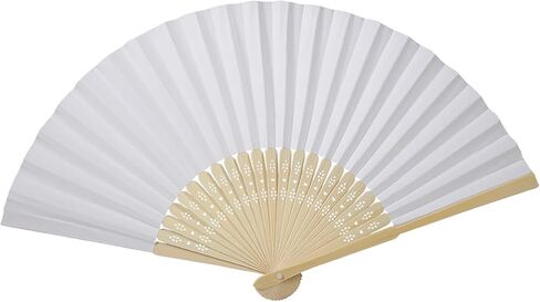 8.2in Handheld Paper Fan, Folding Small Blank Drawing Fan for Summer Events DIY Decorative Wedding Party(White) in Saudi Arabia