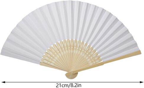 8.2in Handheld Paper Fan, Folding Small Blank Drawing Fan for Summer Events DIY Decorative Wedding Party(White) in Saudi Arabia