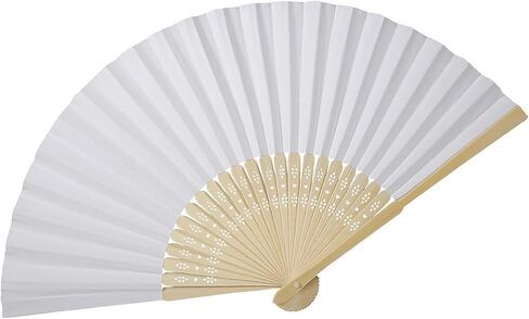 8.2in Handheld Paper Fan, Folding Small Blank Drawing Fan for Summer Events DIY Decorative Wedding Party(White) in Saudi Arabia