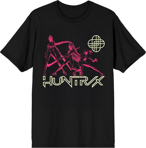 تي شيرت Kpop Demon Hunters Huntrix Line Up على تي شيرت أسود قصير الأكمام للبالغين in Saudi Arabia