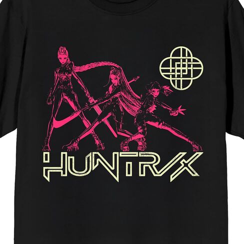 تي شيرت Kpop Demon Hunters Huntrix Line Up على تي شيرت أسود قصير الأكمام للبالغين in Saudi Arabia