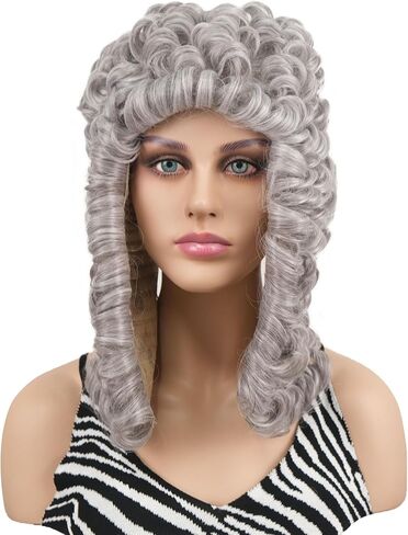 Wiginway Judge Lawyer Curly Blonde Wig Synthetic Long Wigs Colonial Barristers Wig Halloween Cosplay Party Costume Hair (1613 Light Blonde) in Kuwait