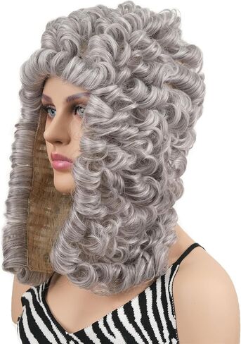 Wiginway Judge Lawyer Curly Blonde Wig Synthetic Long Wigs Colonial Barristers Wig Halloween Cosplay Party Costume Hair (1613 Light Blonde) in Kuwait