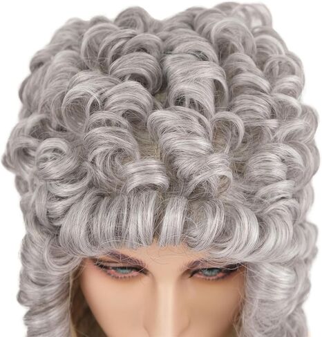 Wiginway Judge Lawyer Curly Blonde Wig Synthetic Long Wigs Colonial Barristers Wig Halloween Cosplay Party Costume Hair (1613 Light Blonde) in Kuwait