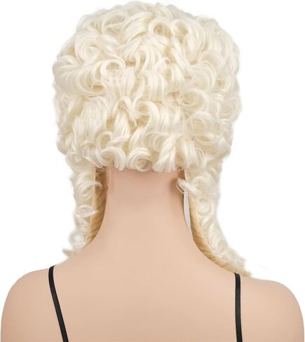 Wiginway Judge Lawyer Curly Blonde Wig Synthetic Long Wigs Colonial Barristers Wig Halloween Cosplay Party Costume Hair (1613 Light Blonde) in Kuwait