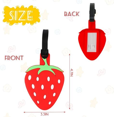 Cute Luggage Tags-Colorful Luggage Tags Cartoon Vegetable Rubber ID Tags for Travel Baggage Suitcase Bag Funny Identifiers Decor (Red) in Kuwait