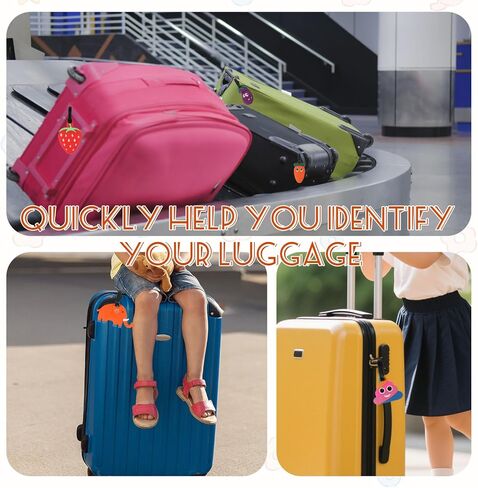Cute Luggage Tags-Colorful Luggage Tags Cartoon Vegetable Rubber ID Tags for Travel Baggage Suitcase Bag Funny Identifiers Decor (Red) in Kuwait