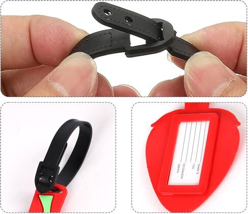 Cute Luggage Tags-Colorful Luggage Tags Cartoon Vegetable Rubber ID Tags for Travel Baggage Suitcase Bag Funny Identifiers Decor (Red) in Kuwait
