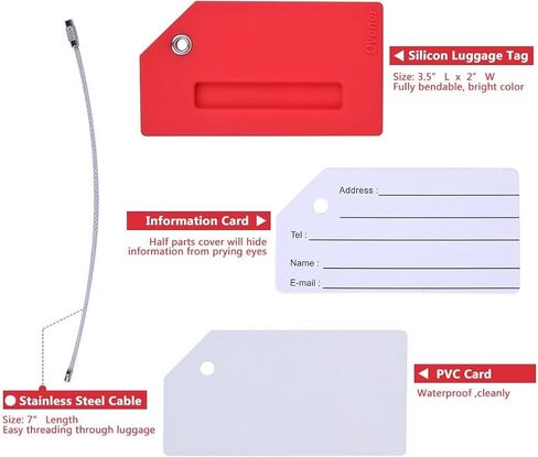 2 Pack Silicone Luggage Tag with Name ID Card, Baggage Handbag Travel Suitcase Tags with Name ID Card Perfect to Quickly Spot Luggage Suitcase in Saudi Arabia