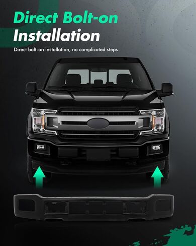 شريط الوجه المصد الأمامي من SCITOO مناسب لـ 2018 2019 2020 لسيارة Ford F-150 يأتي المصد الفولاذي الأسود بدون فتحات مستشعر وقوف السيارات مع فتحات إضاءة الضباب in Saudi Arabia